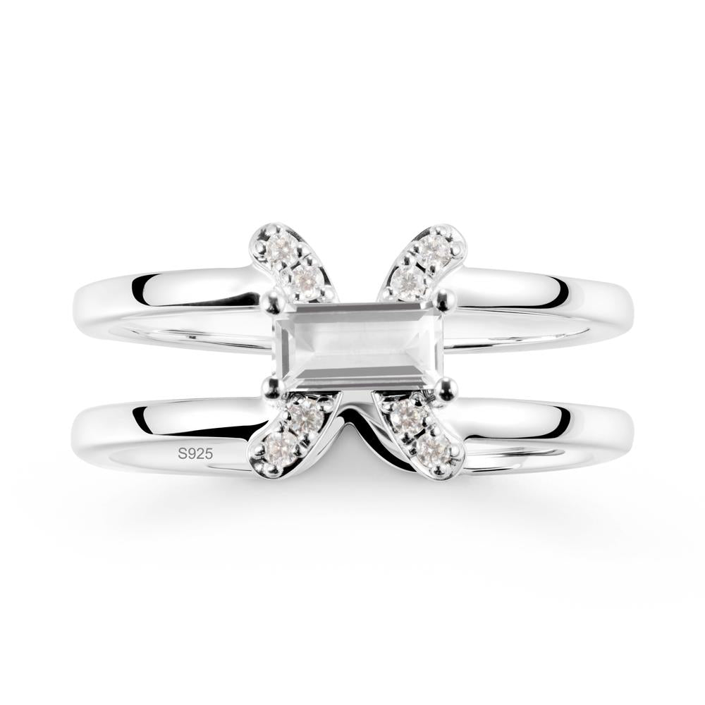 Pisces Zodiac Baguette White Topaz Ring - LUO Jewelry #metal_sterling silver