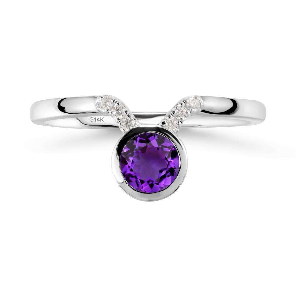 Taurus Zodiac Amethyst Ring - LUO Jewelry #metal_14k white gold