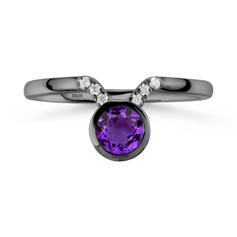Taurus Zodiac Amethyst Ring - LUO Jewelry #metal_black finish sterling silver