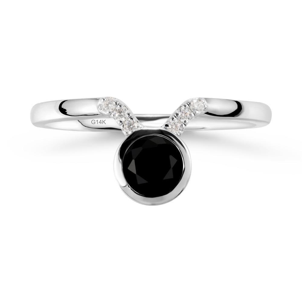 Taurus Zodiac Black Spinel Ring - LUO Jewelry #metal_14k white gold