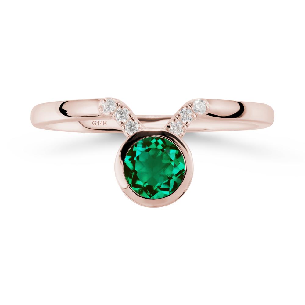 Round Emerald Taurus Zodiac Ring-Sensual & Loyal - LUO Jewelry #metal_14k rose gold