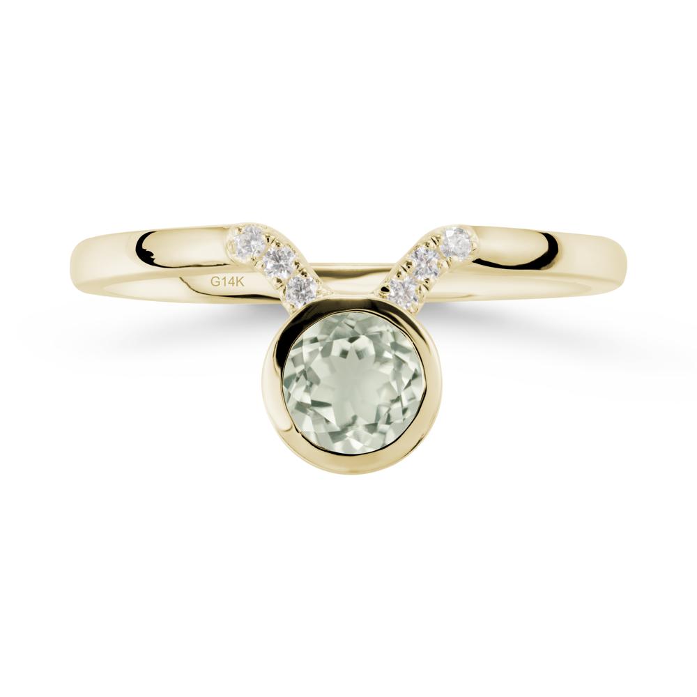 Round Green Amethyst Taurus Zodiac Ring-Sensual & Loyal - LUO Jewelry #metal_14k yellow gold