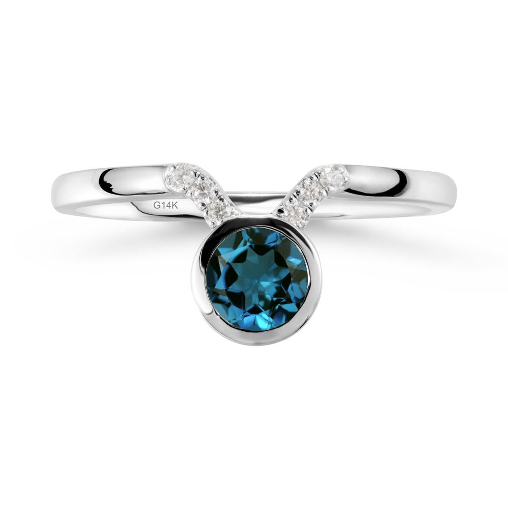 Taurus Zodiac London Blue Topaz Ring - LUO Jewelry #metal_14k white gold