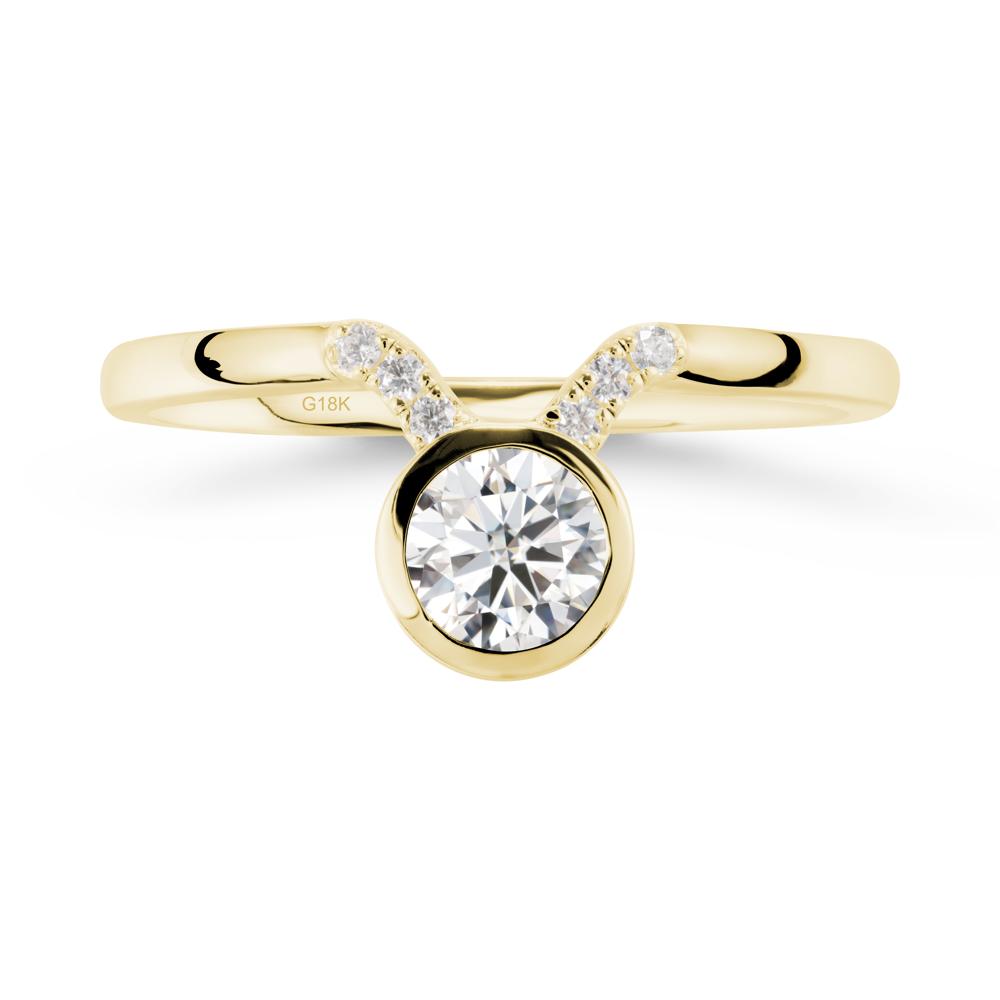 Round Moissanite Taurus Zodiac Ring-Sensual & Loyal - LUO Jewelry #metal_18k yellow gold