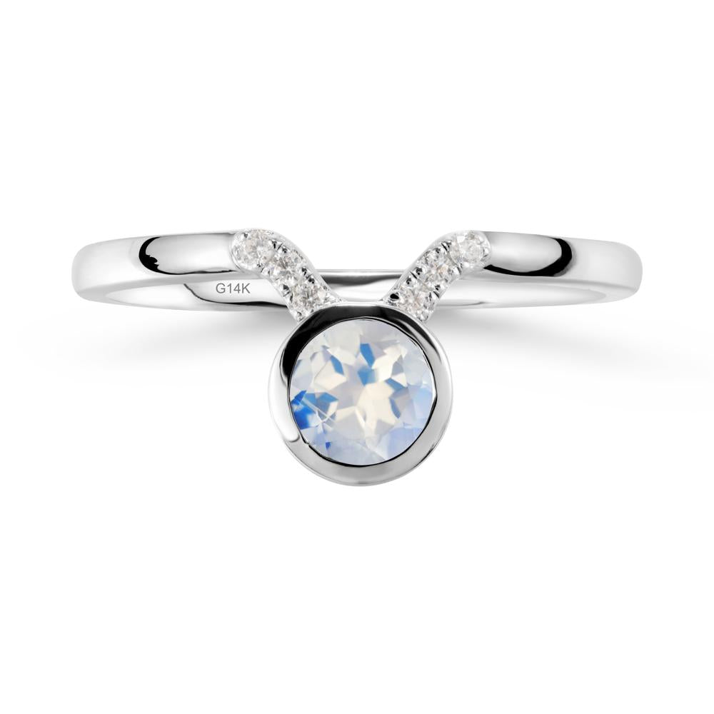Taurus Zodiac Moonstone Ring - LUO Jewelry #metal_14k white gold