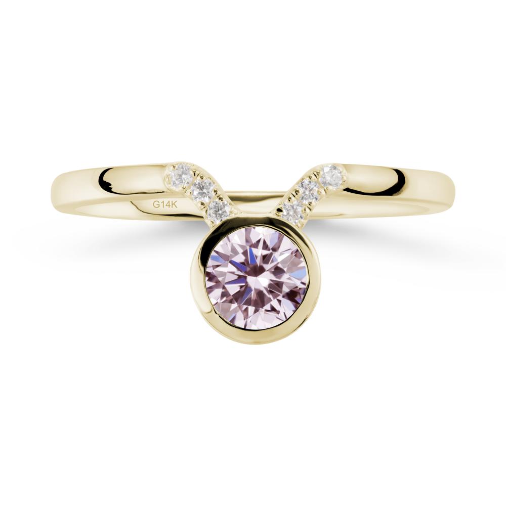 Round Pink Cubic Zirconia Taurus Zodiac Ring-Sensual & Loyal - LUO Jewelry #metal_14k yellow gold