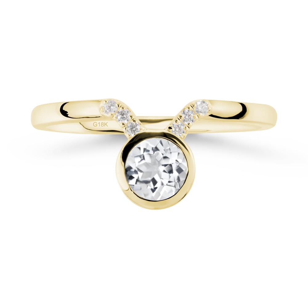 Taurus Zodiac White Topaz Ring - LUO Jewelry #metal_18k yellow gold