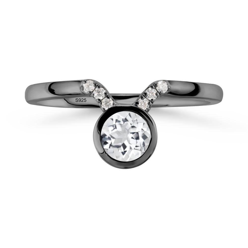 Taurus Zodiac White Topaz Ring - LUO Jewelry #metal_black finish sterling silver