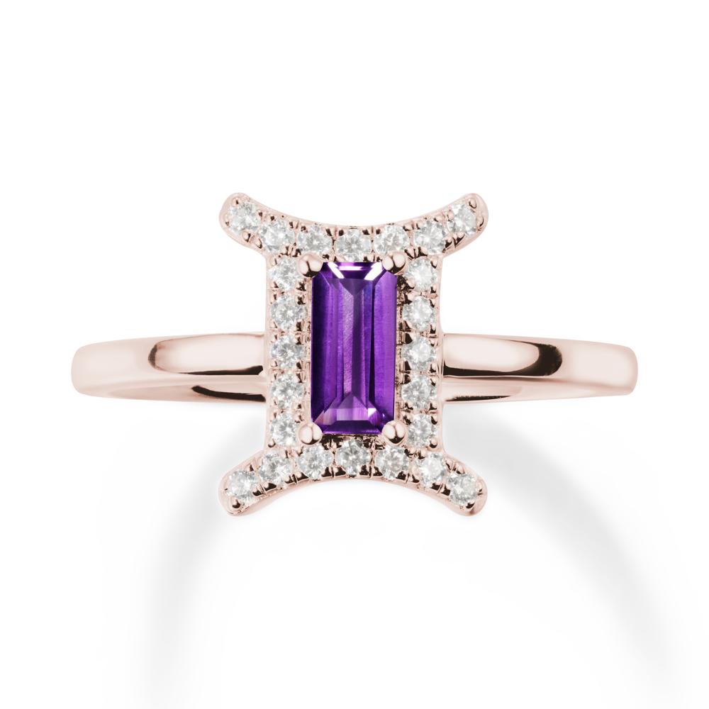 Baguette Amethyst Ring In 14K Yellow Gold - LUO Jewelry #metal_14k rose gold