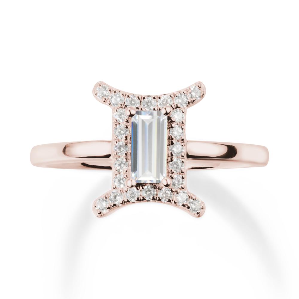 Cubic Zirconia Gemini Zodiac Halo Ring-Kind & Curious - LUO Jewelry #metal_14k rose gold