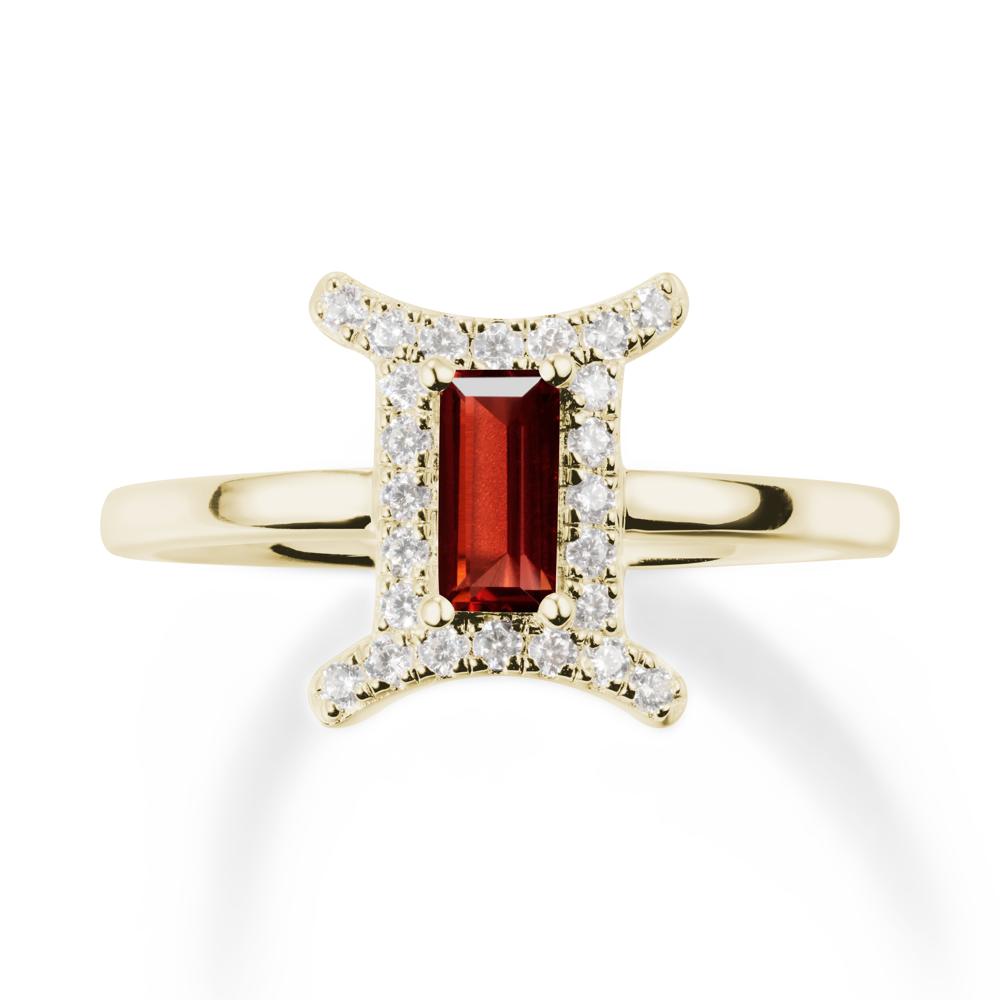 Garnet Gemini Zodiac Halo Ring-Kind & Curious - LUO Jewelry #metal_14k yellow gold
