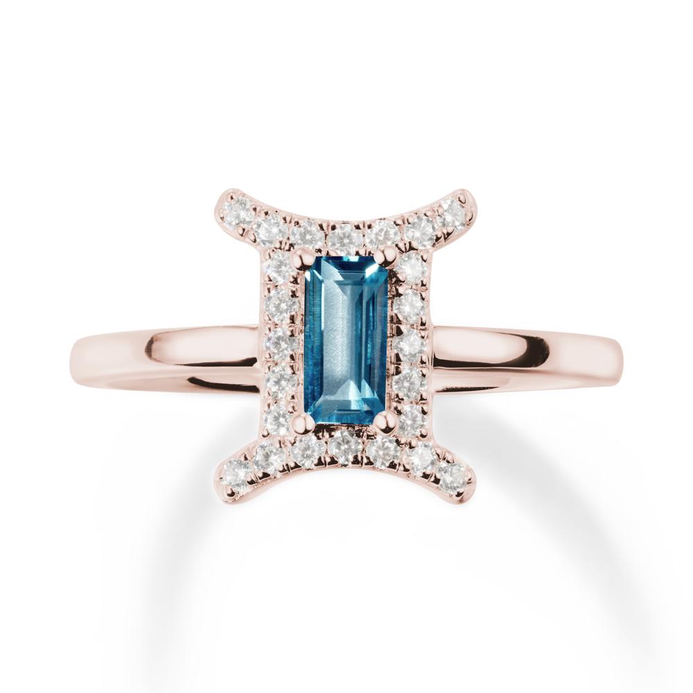 Baguette London Blue Topaz Ring In 14K Yellow Gold - LUO Jewelry #metal_14k rose gold