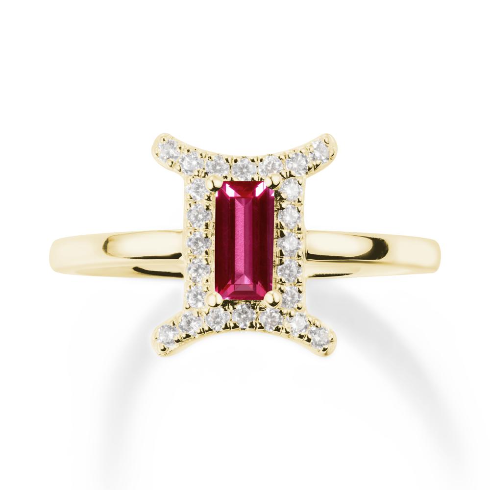 Ruby Gemini Zodiac Halo Ring-Kind & Curious - LUO Jewelry #metal_18k yellow gold