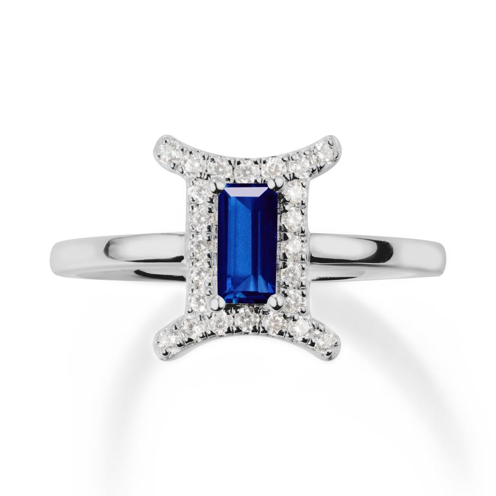 Baguette Sapphire Ring In 14K Yellow Gold - LUO Jewelry #metal_platinum