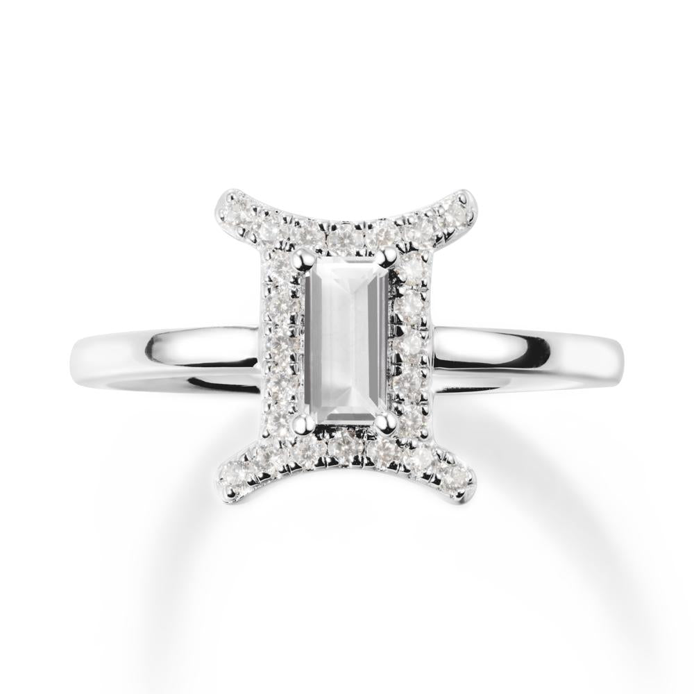 Baguette White Topaz Ring In 14K Yellow Gold - LUO Jewelry #metal_sterling silver