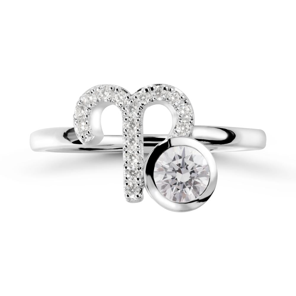Round Diamond Aries Zodiac Ring-Bold & Ambitious - LUO Jewelry #metal_sterling silver