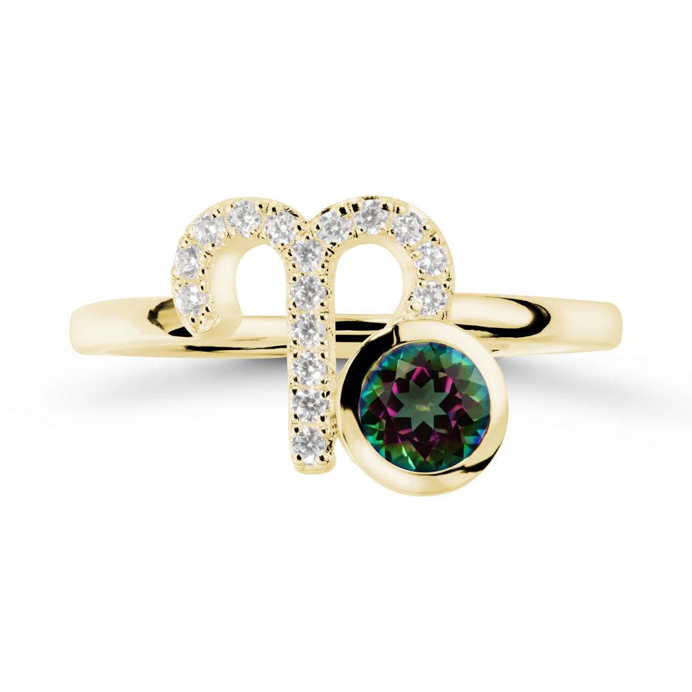 Unique Round Mystic Topaz Ring In Sterlling Silver - LUO Jewelry #metal_18k yellow gold