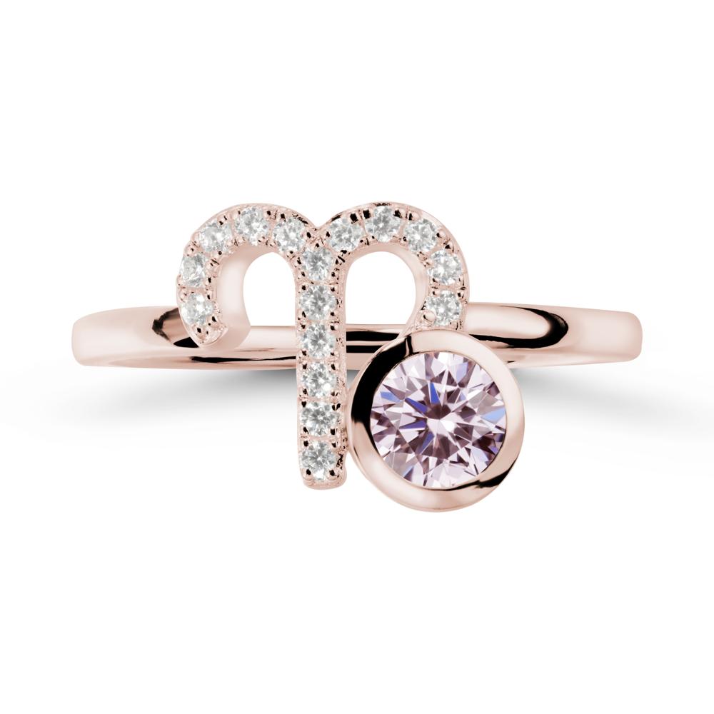 Round Pink Cubic Zirconia Aries Zodiac Ring-Bold & Ambitious - LUO Jewelry #metal_14k rose gold