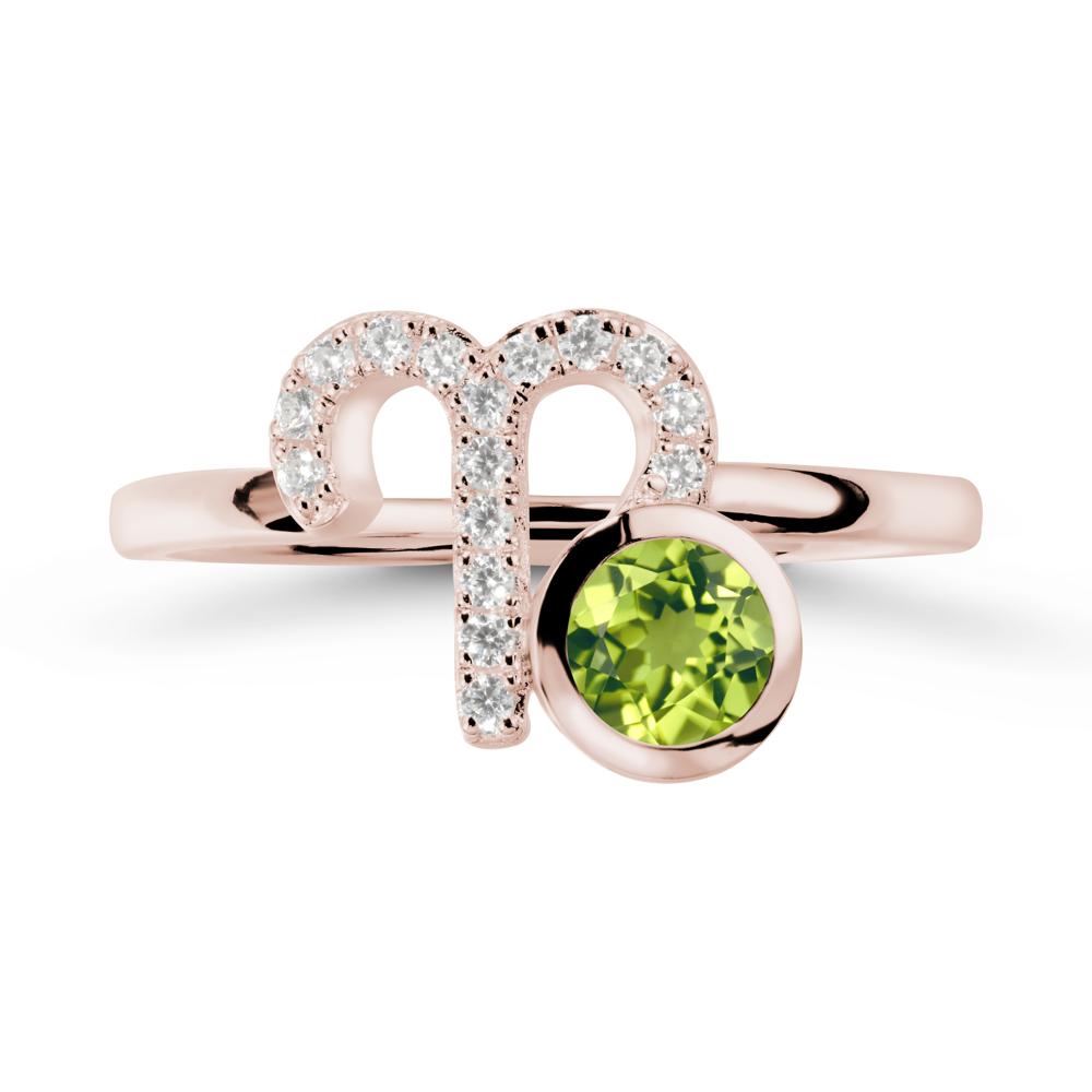 Unique Round Peridot Ring In Sterlling Silver - LUO Jewelry #metal_14k rose gold