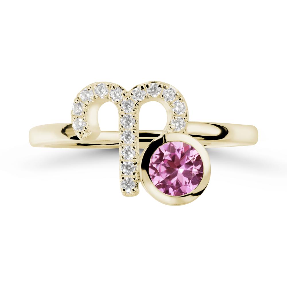 Unique Round Pink Sapphire Ring In Sterlling Silver - LUO Jewelry #metal_14k yellow gold
