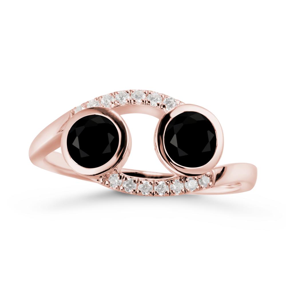 Cancer Zodiac Bypass Black Spinel Ring -Protective & Elegant - LUO Jewelry #metal_18k rose gold