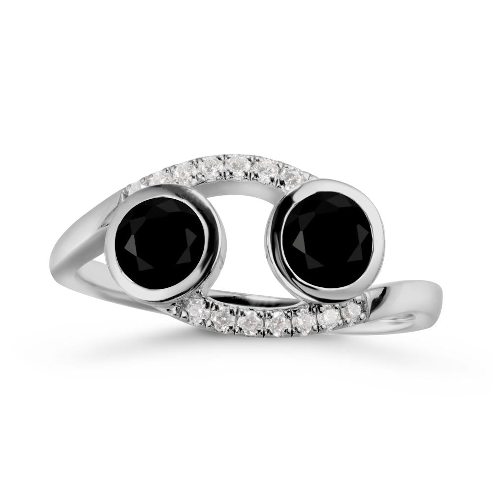 Cancer Zodiac Bypass Black Spinel Ring -Protective & Elegant - LUO Jewelry #metal_platinum