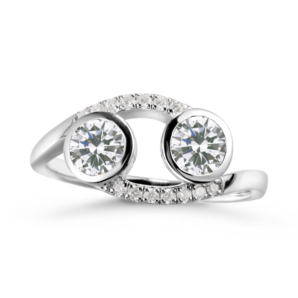 Cancer Zodiac Toi Et Moi Cubic Zirconia Ring - LUO Jewelry #metal_18k white gold