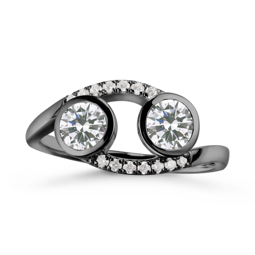 Cancer Zodiac Toi Et Moi Cubic Zirconia Ring - LUO Jewelry #metal_black finish sterling silver