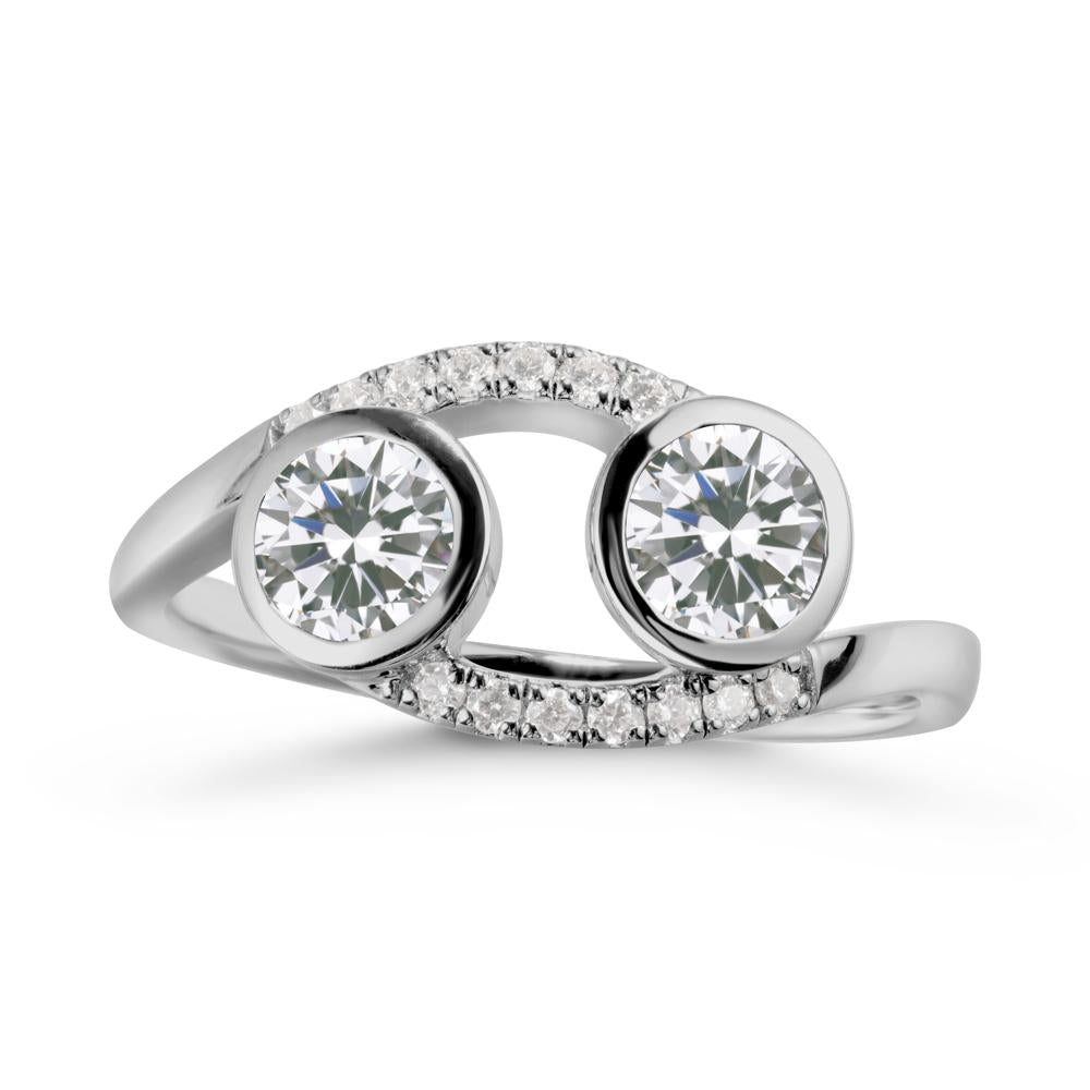 Cancer Zodiac Toi Et Moi Cubic Zirconia Ring - LUO Jewelry #metal_platinum