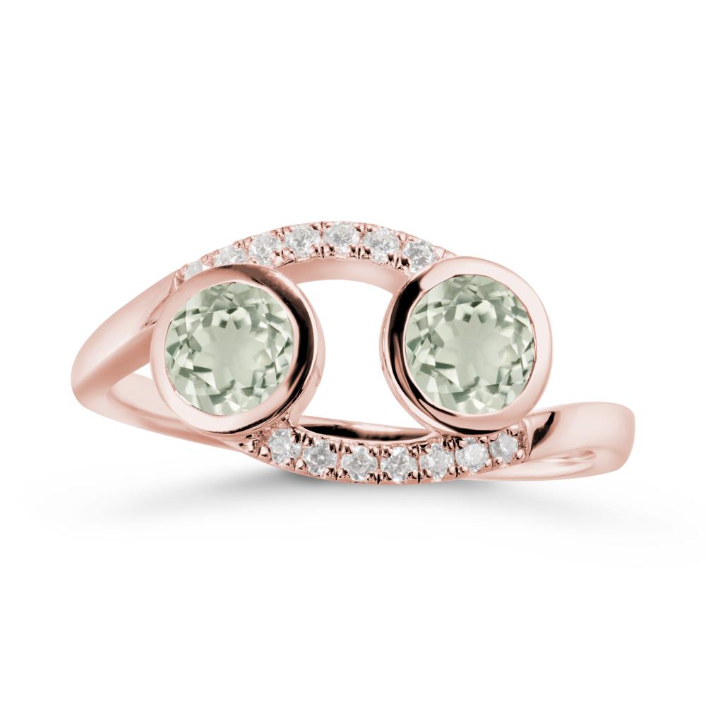 Round Green Amethyst Two Stone Ring - LUO Jewelry #metal_18k rose gold