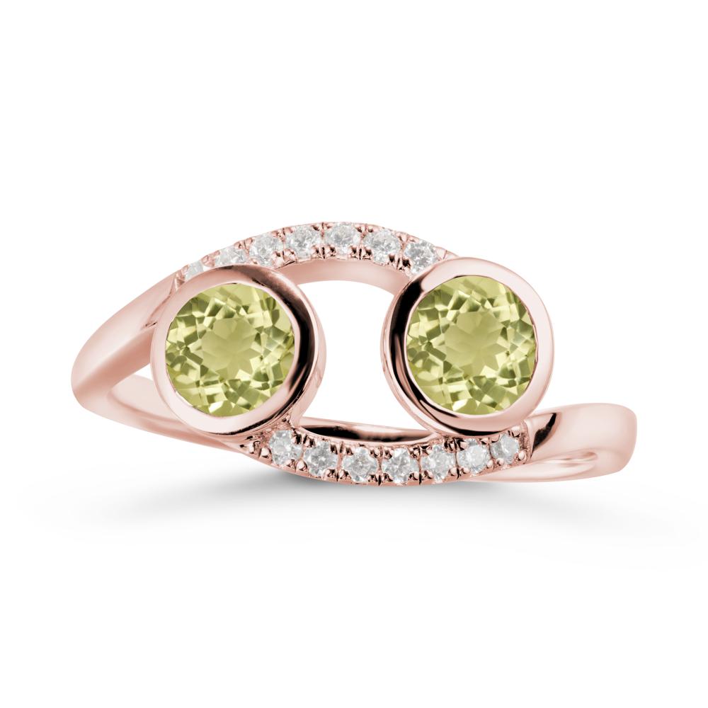 Cancer Zodiac Bypass Lemon Quartz Ring -Protective & Elegant - LUO Jewelry #metal_18k rose gold