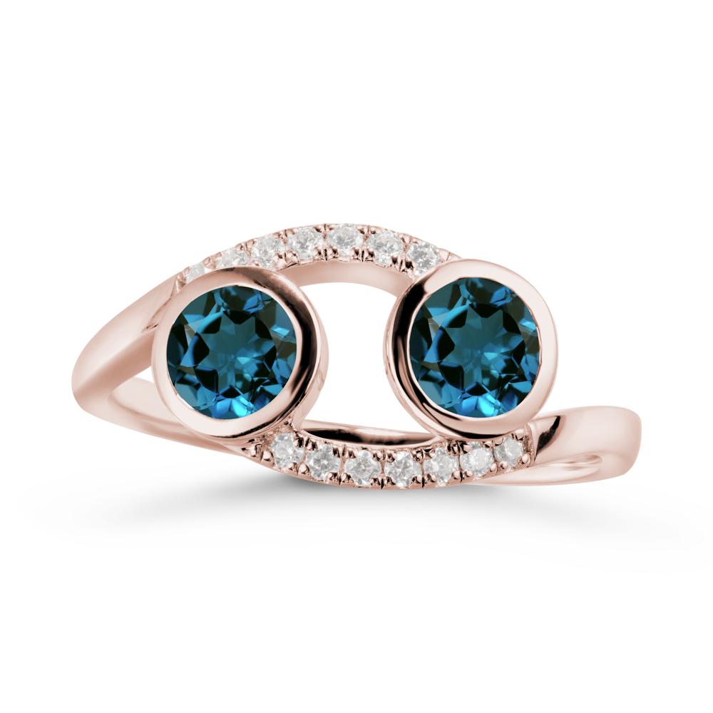 Round London Blue Topaz Two Stone Ring - LUO Jewelry #metal_14k rose gold