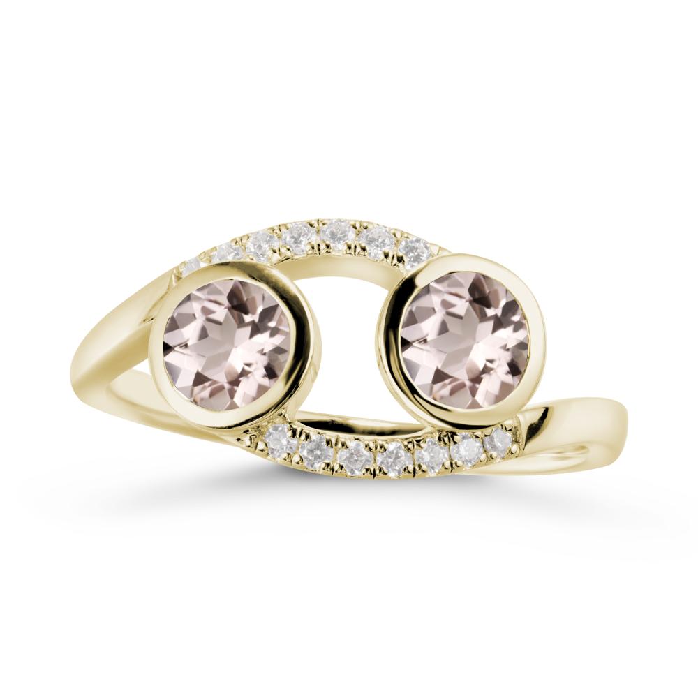 Round Morganite Two Stone Ring - LUO Jewelry #metal_14k yellow gold
