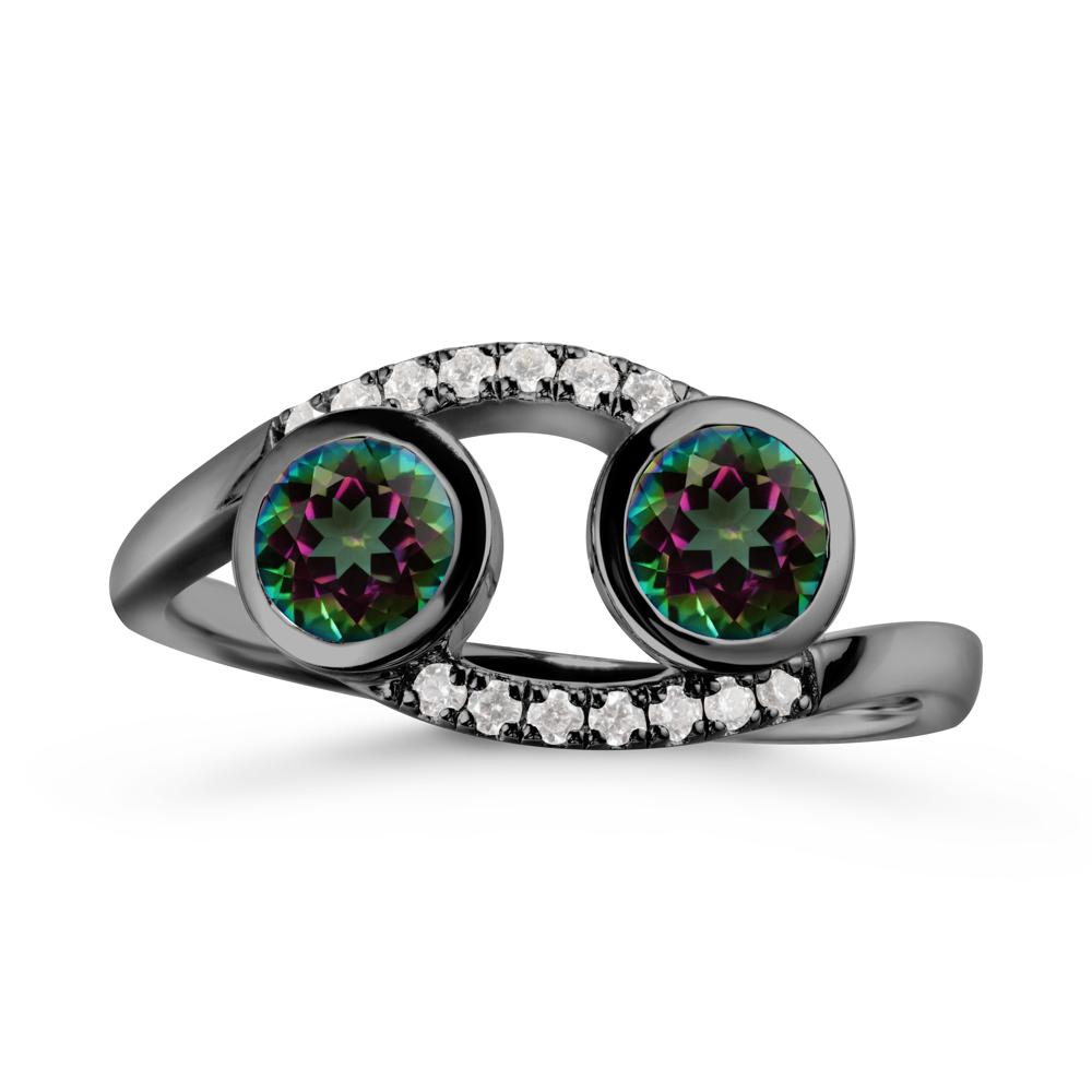 Cancer Zodiac Toi Et Moi Mystic Topaz Ring - LUO Jewelry #metal_black finish sterling silver