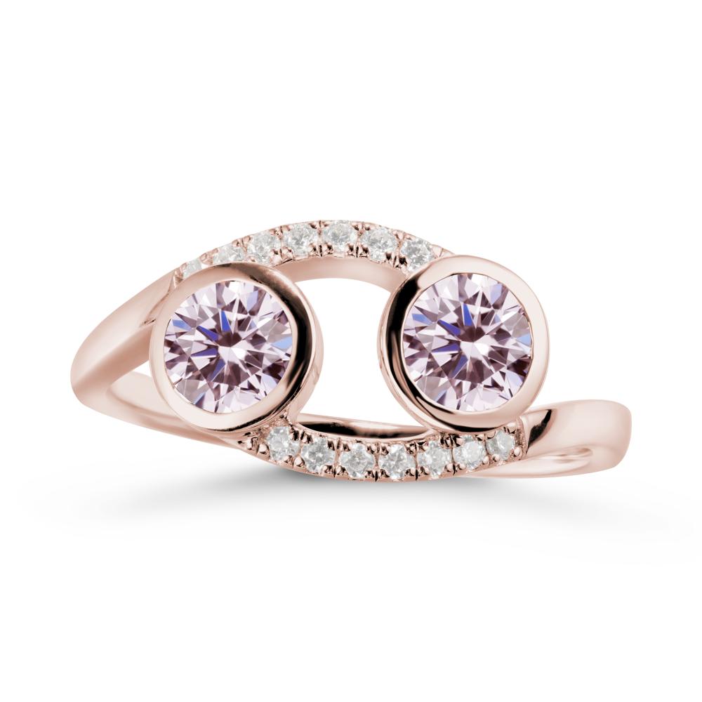 Cancer Zodiac Bypass Pink Cubic Zirconia Ring -Protective & Elegant - LUO Jewelry #metal_14k rose gold
