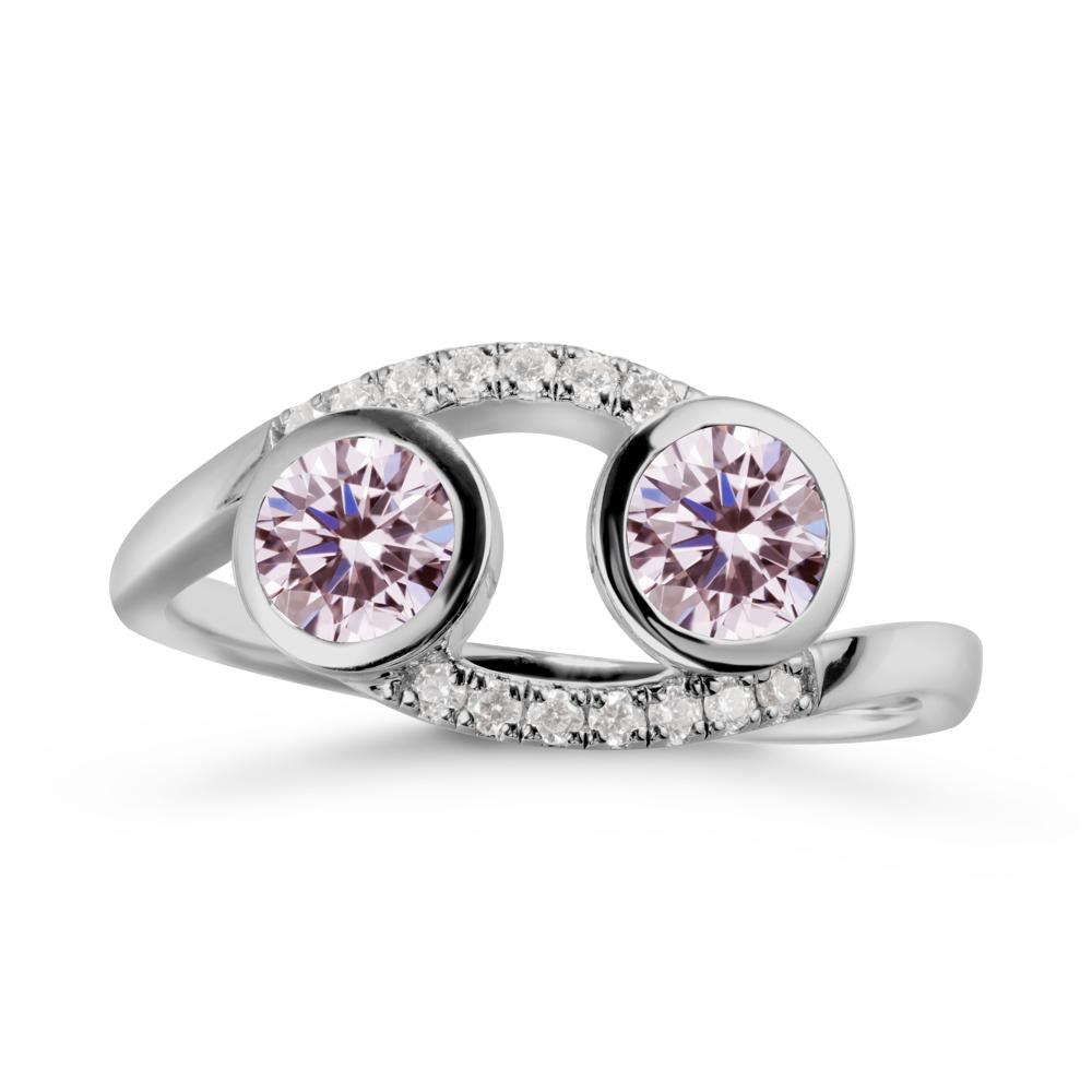 Cancer Zodiac Bypass Pink Cubic Zirconia Ring -Protective & Elegant - LUO Jewelry #metal_platinum