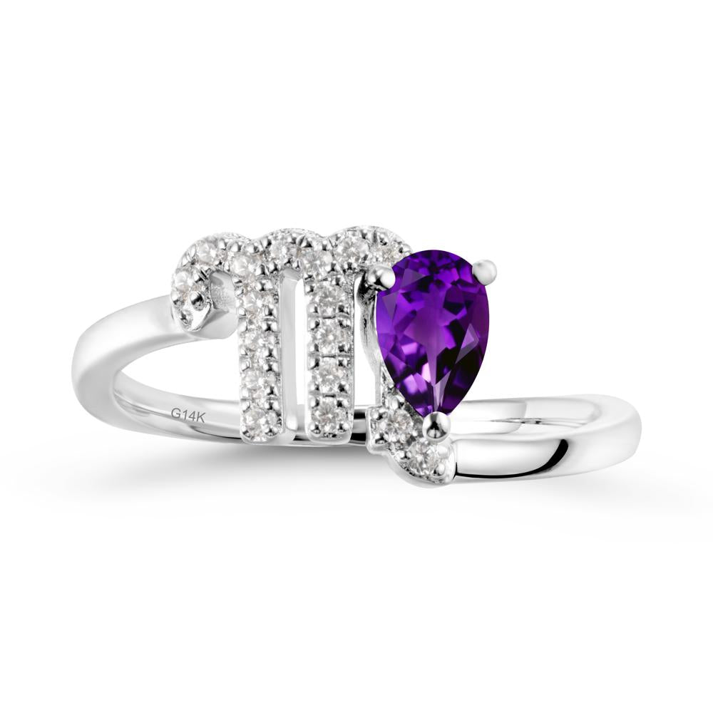 Amethyst Virgo Zodiac Wraparound Ring - LUO Jewelry #metal_14k white gold