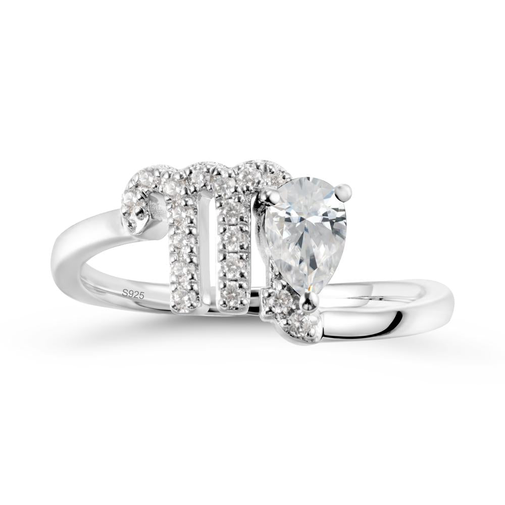 Pear Shaped Cubic Zirconia Virgo Zodiac Bypass Ring - LUO Jewelry #metal_sterling silver