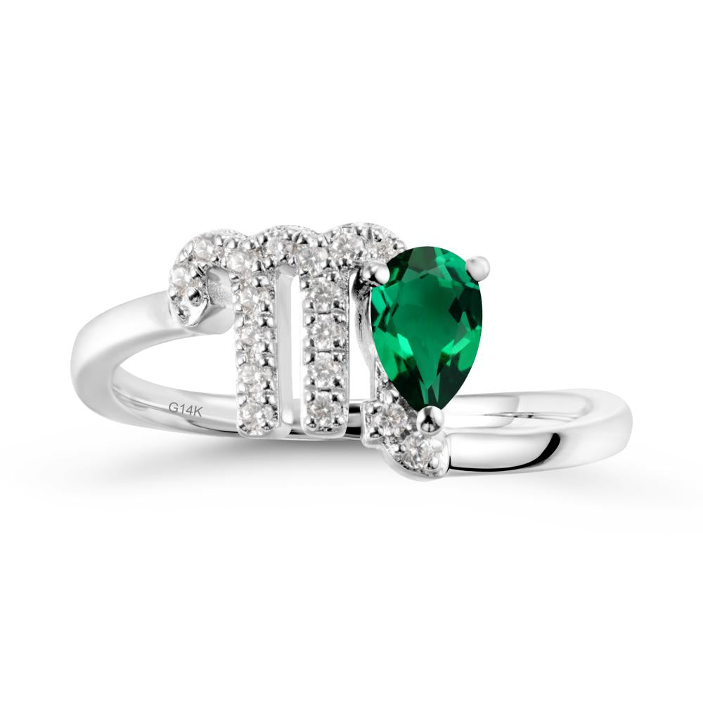 Emerald Virgo Zodiac Wraparound Ring - LUO Jewelry #metal_14k white gold