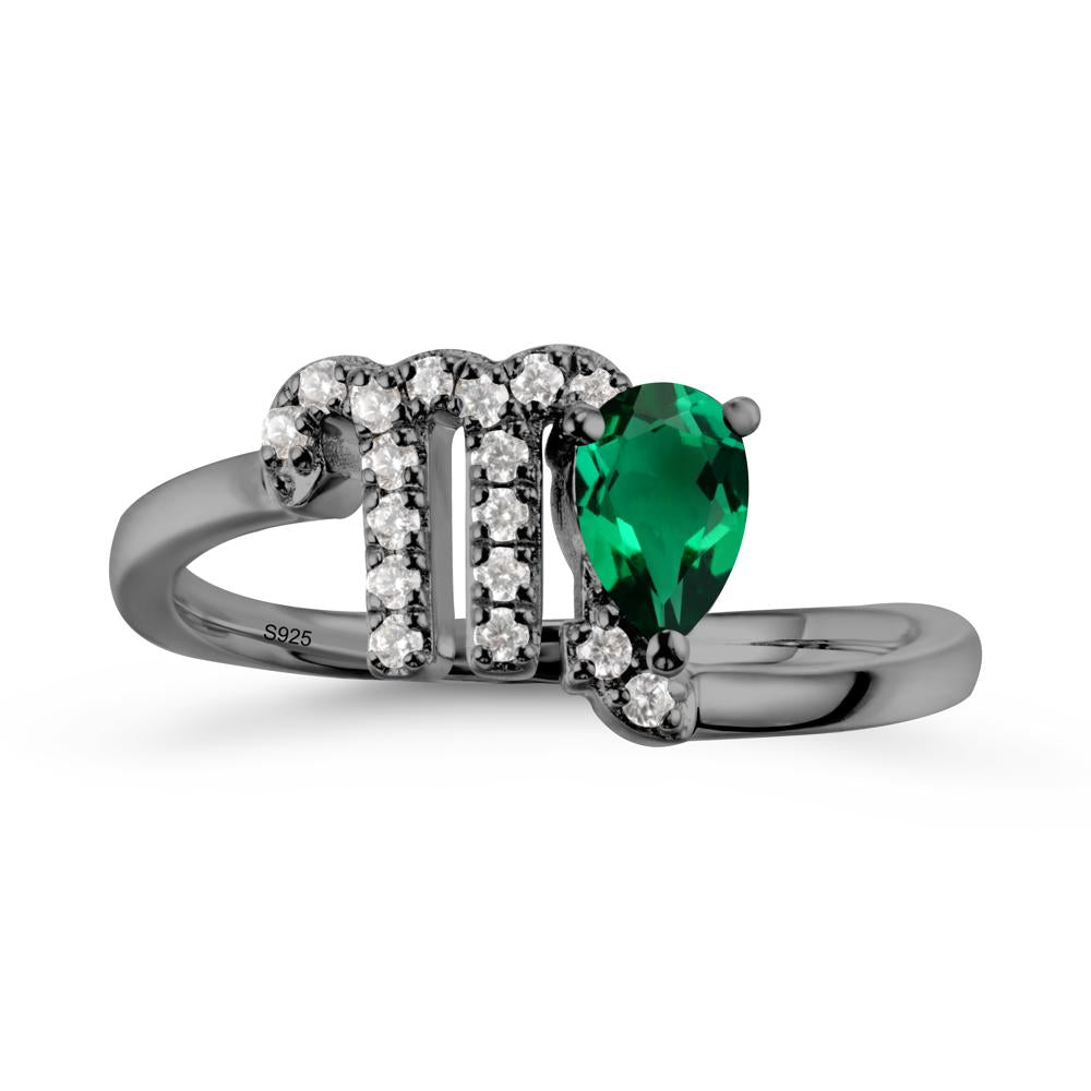 Emerald Virgo Zodiac Wraparound Ring - LUO Jewelry #metal_black finish sterling silver