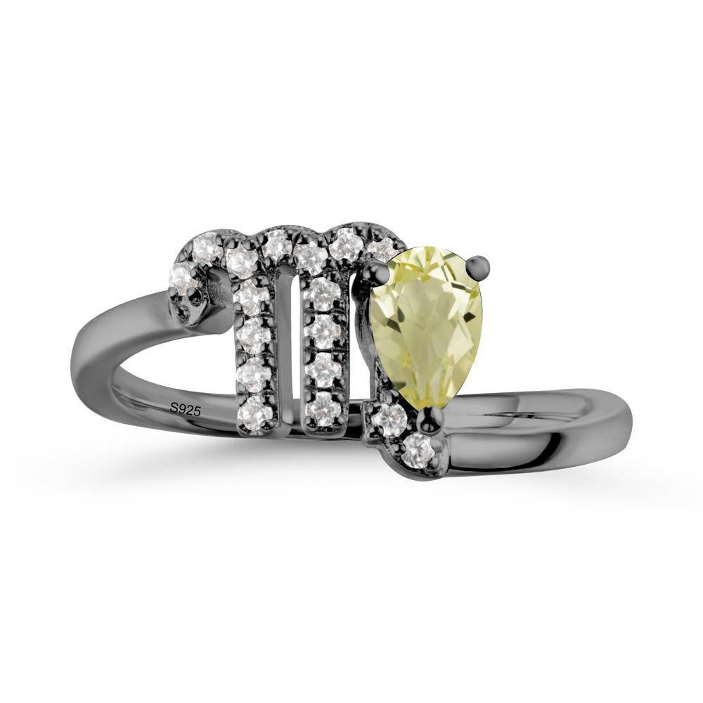 Bypass Lemon Quartz Ring In 14K Rose Gold - LUO Jewelry #metal_black finish sterling silver