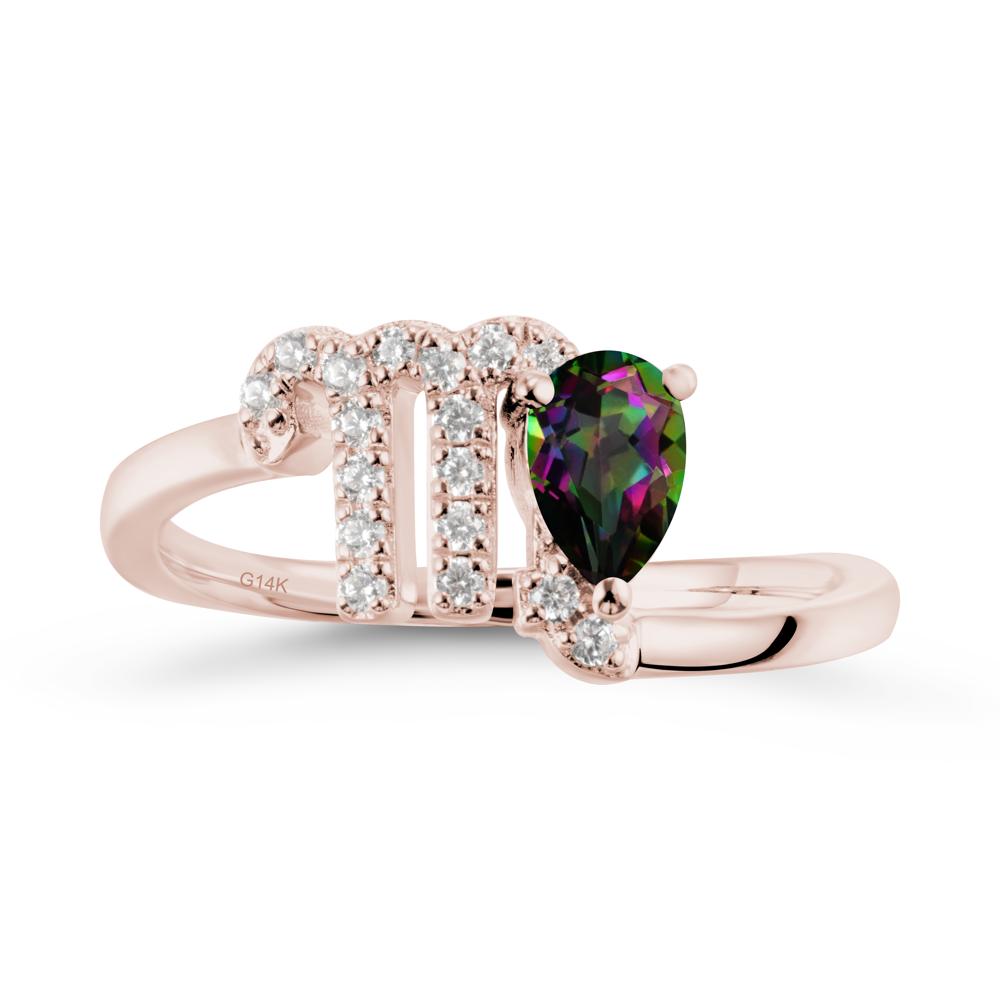 Pear Shaped Mystic Topaz Virgo Zodiac Bypass Ring - LUO Jewelry #metal_14k rose gold