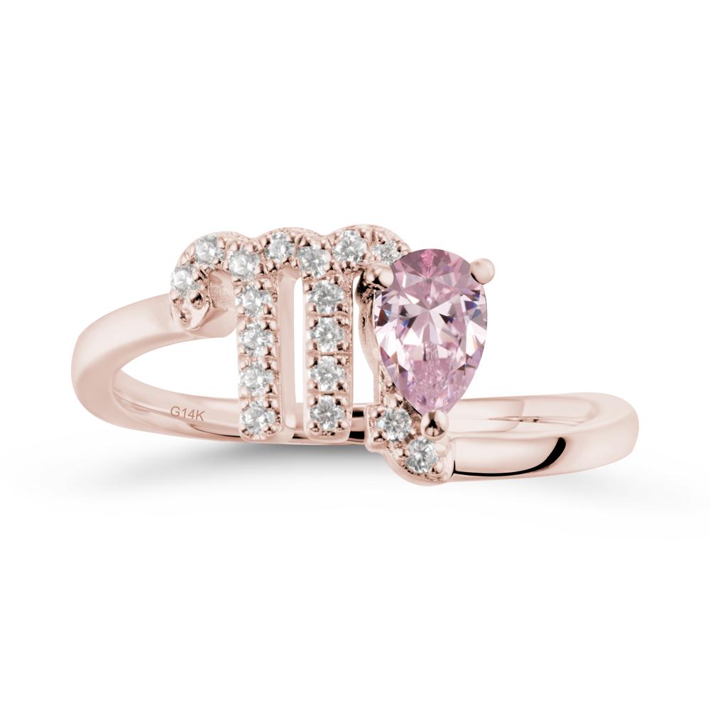 Pink Cubic Zirconia Virgo Zodiac Wraparound Ring - LUO Jewelry #metal_14k rose gold