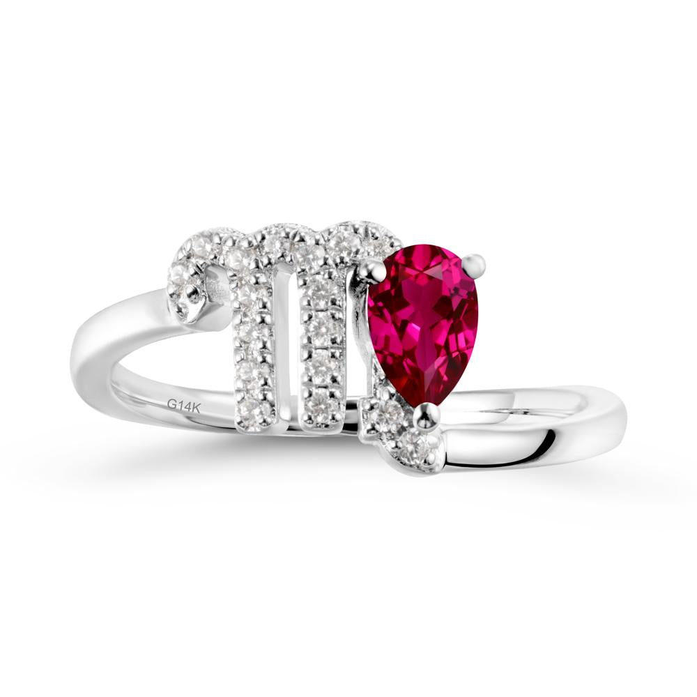 Ruby Virgo Zodiac Wraparound Ring - LUO Jewelry #metal_14k white gold