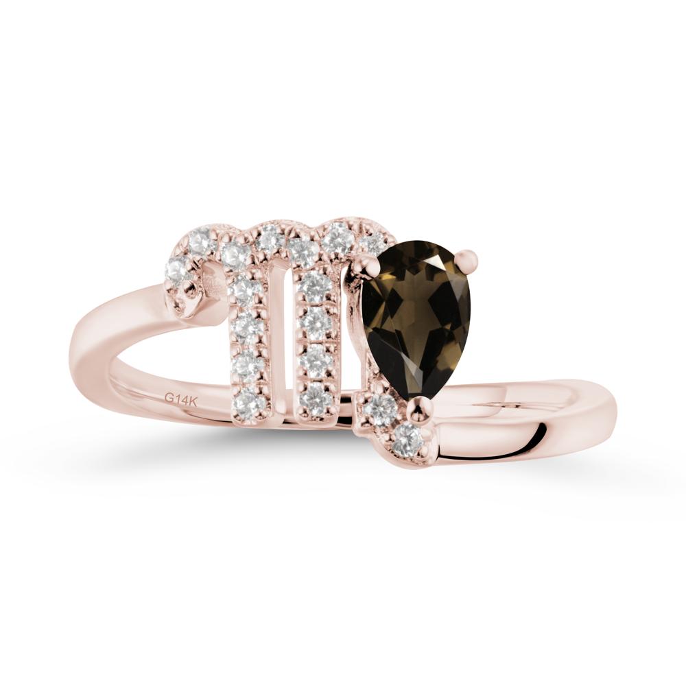 Pear Shaped Smoky Quartz Virgo Zodiac Bypass Ring - LUO Jewelry #metal_14k rose gold