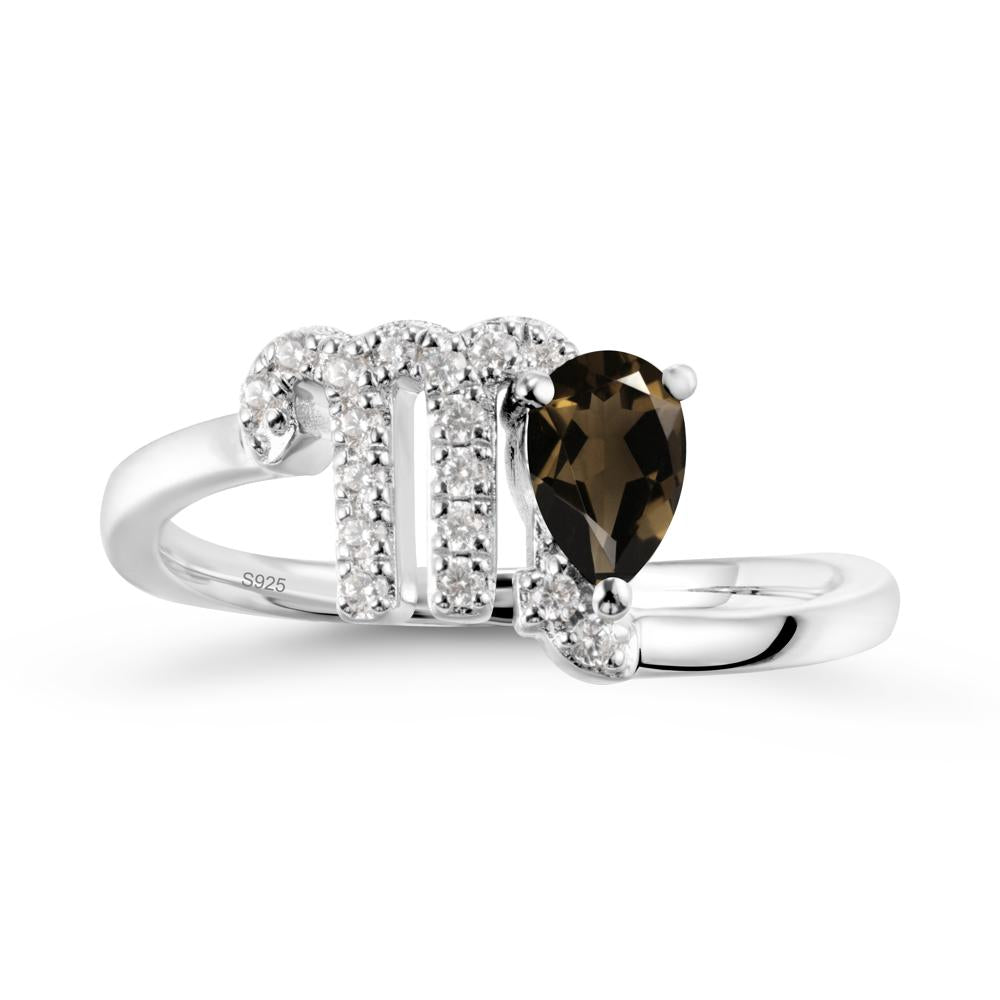 Pear Shaped Smoky Quartz Virgo Zodiac Bypass Ring - LUO Jewelry #metal_sterling silver