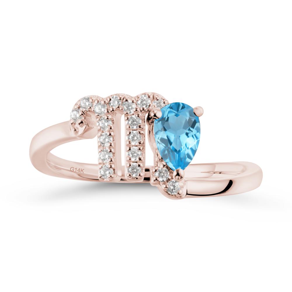 Swiss Blue Topaz Virgo Zodiac Wraparound Ring - LUO Jewelry #metal_14k rose gold