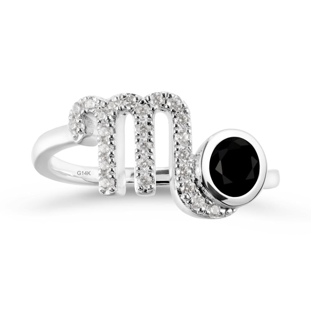 Round Black Spinel Wrap Around Scorpio Zodiac Ring - LUO Jewelry #metal_14k white gold