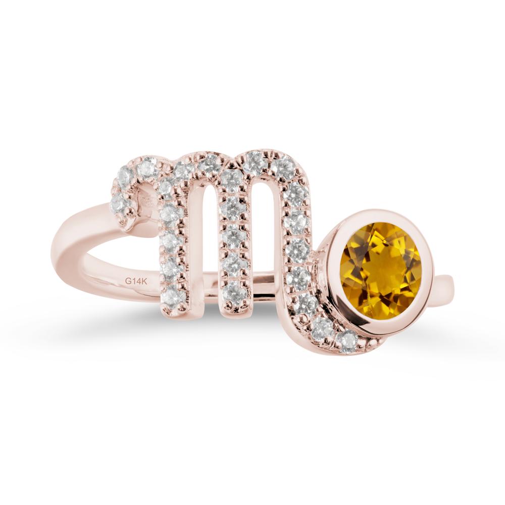 Citrine Bypass Scorpio Zodiac Ring-Resourceful & Brave - LUO Jewelry #metal_14k rose gold