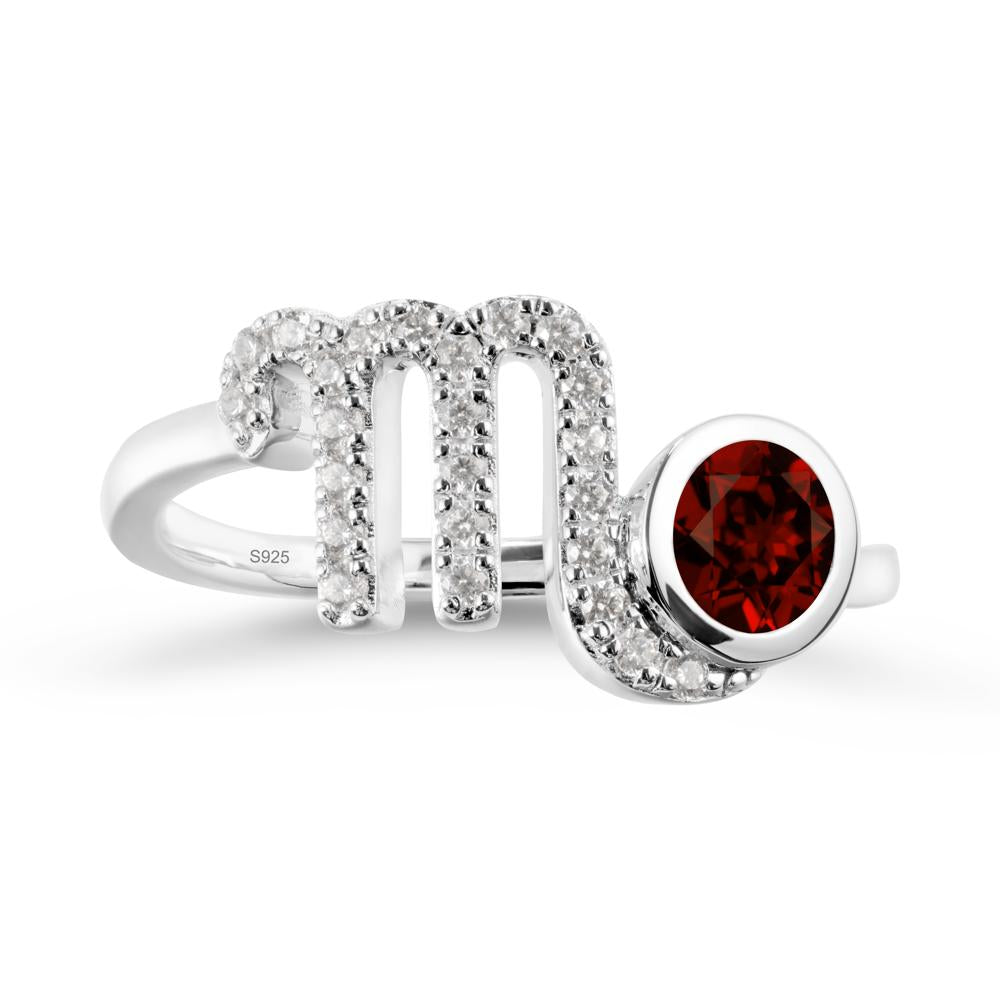 Round Garnet Wrap Around Scorpio Zodiac Ring - LUO Jewelry #metal_sterling silver